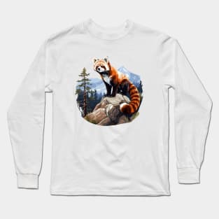 Red Panda In Nature Long Sleeve T-Shirt